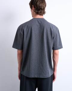 Model wearing Premium heavyweight crop t-shirt in charcoal marl