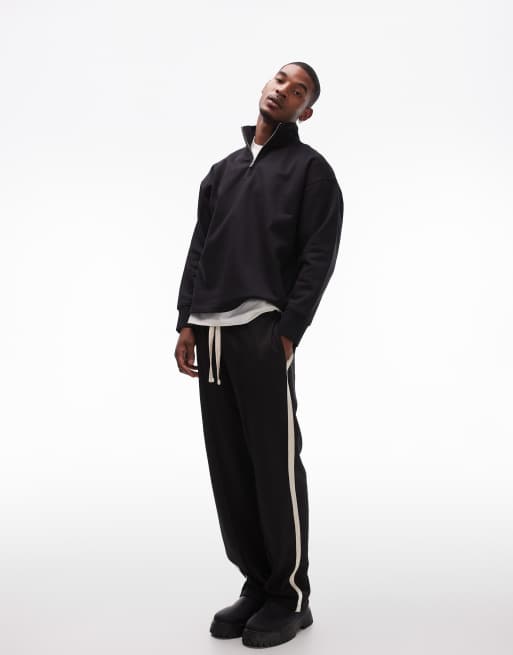 Topman premium heavyweight oversized 1/4 zip sweatshirt in