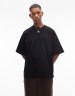 Topman premium wool mix wide leg pants in charcoal