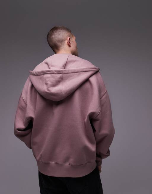 Topman premium heavyweight oversized full zip hoodie in light