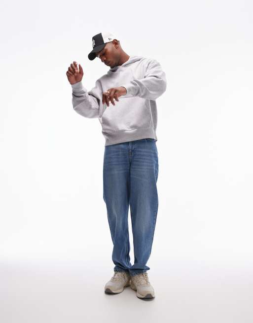 Topman premium heavyweight oversized hoodie in gray heather