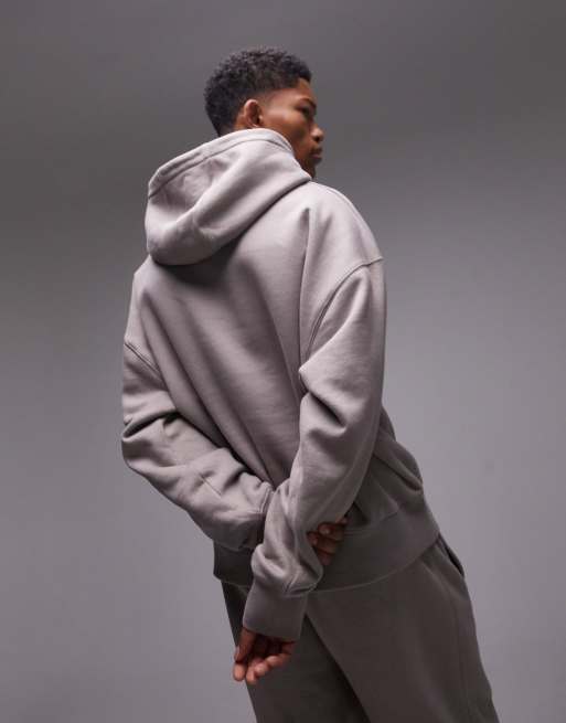 Topman premium heavyweight oversized hoodie in light brown