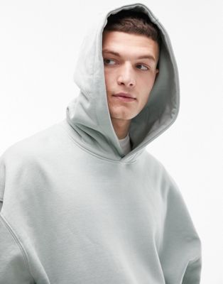 Topman premium heavyweight oversized hoodie in sage