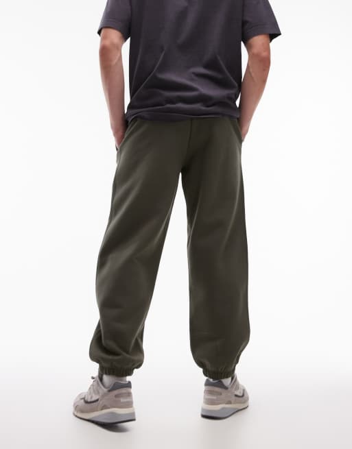 Topman premium heavyweight oversized jogger in khaki