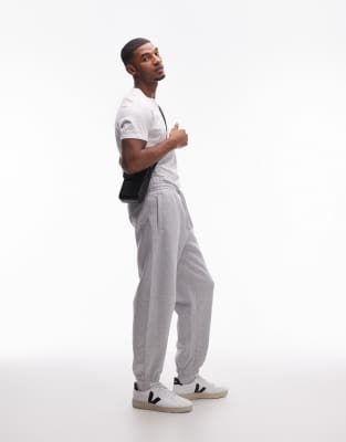 Topman Premium Heavyweight Oversized Sweatpants In Heather Gray