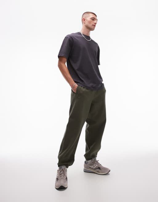 Topman premium heavyweight oversized sweatpants in khaki