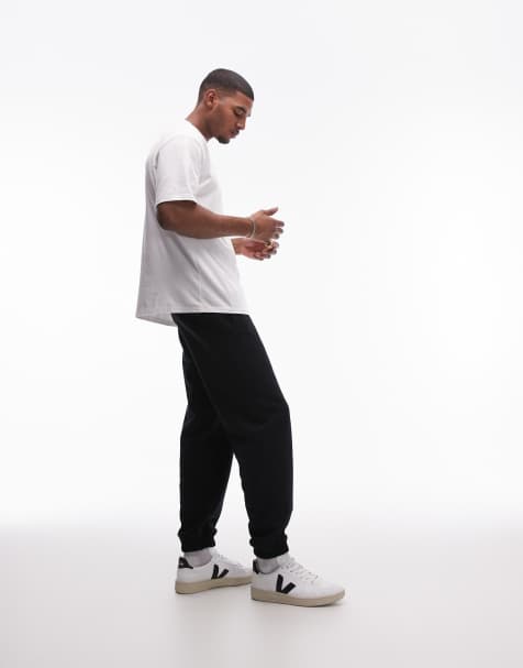 Topman premium heavyweight oversized trackies in black - view 1