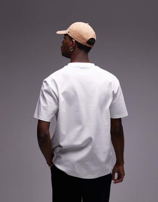 Topman premium heavyweight relaxed fit t-shirt 300gsm in white, 2 of 4