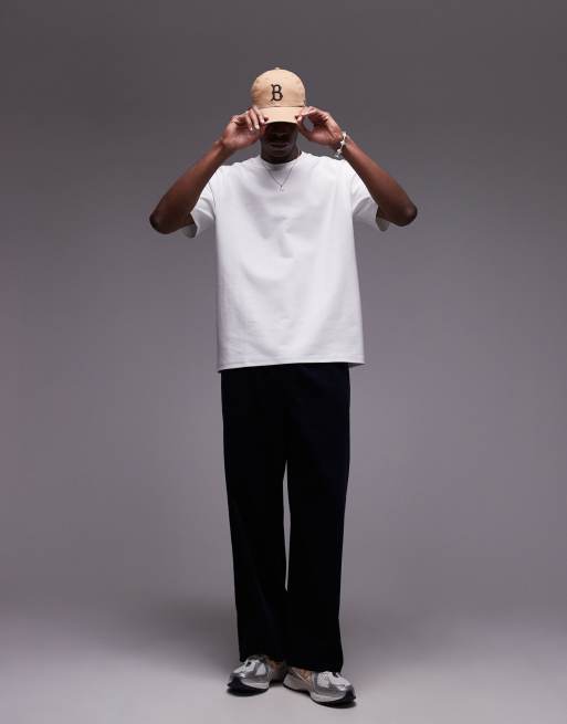 Topman premium heavyweight relaxed fit t-shirt 300gsm in white, 4 of 4