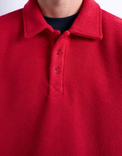 Model wearing Premium heavyweight sports polo in red