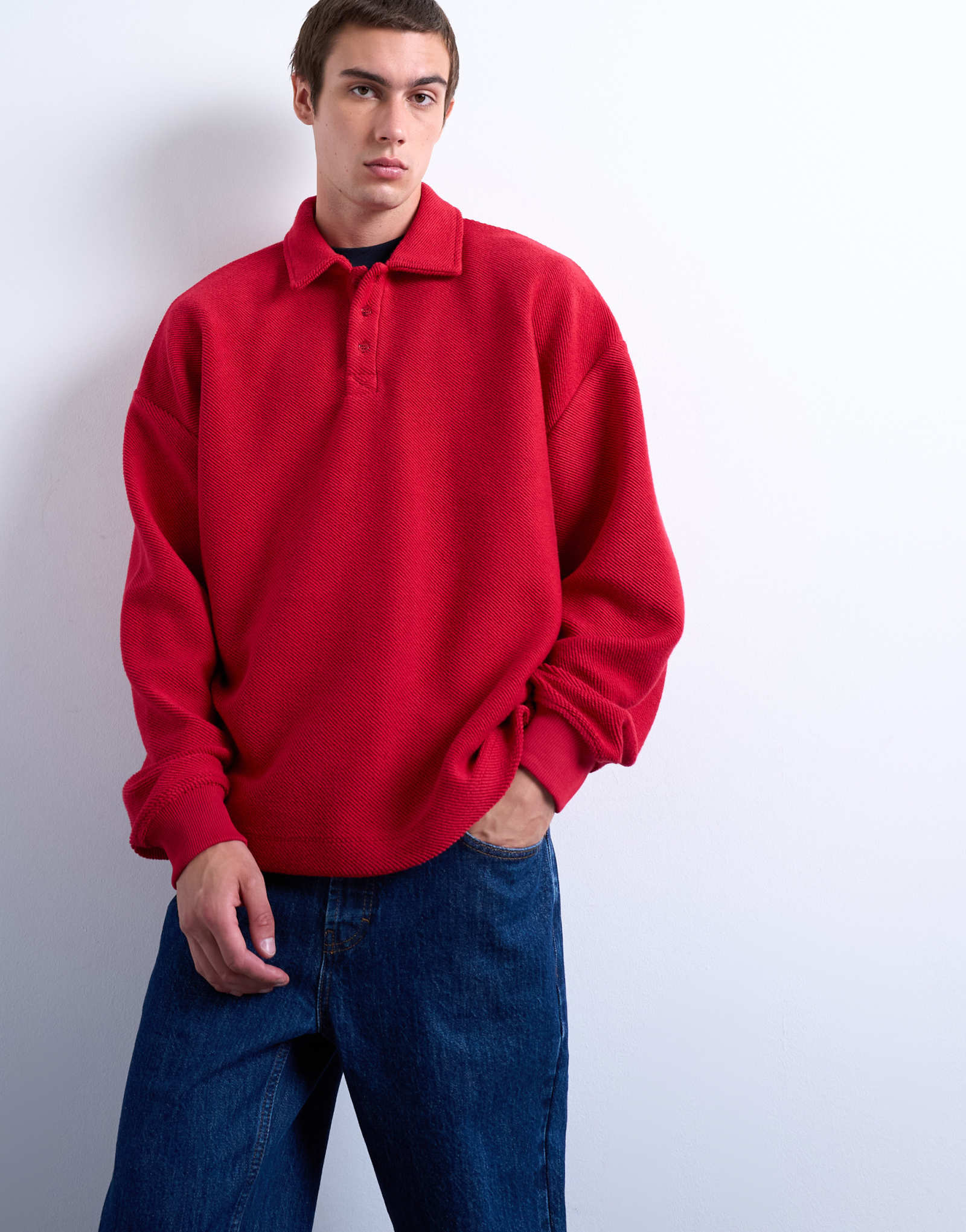 Спортивная рубашка поло Topman premium в тяжелом весе красного цвета