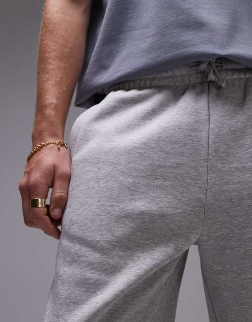 Topman premium heavyweight straight leg sweatpants in gray heather