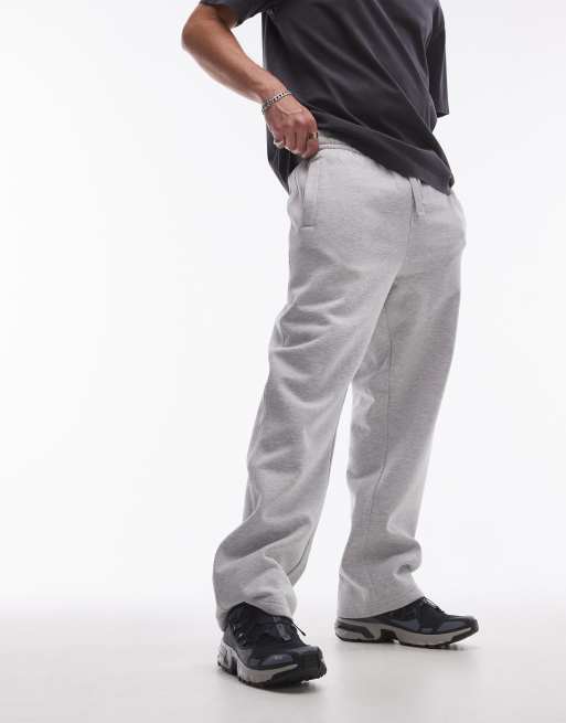 Topman premium heavyweight straight leg joggers in grey marl ASOS