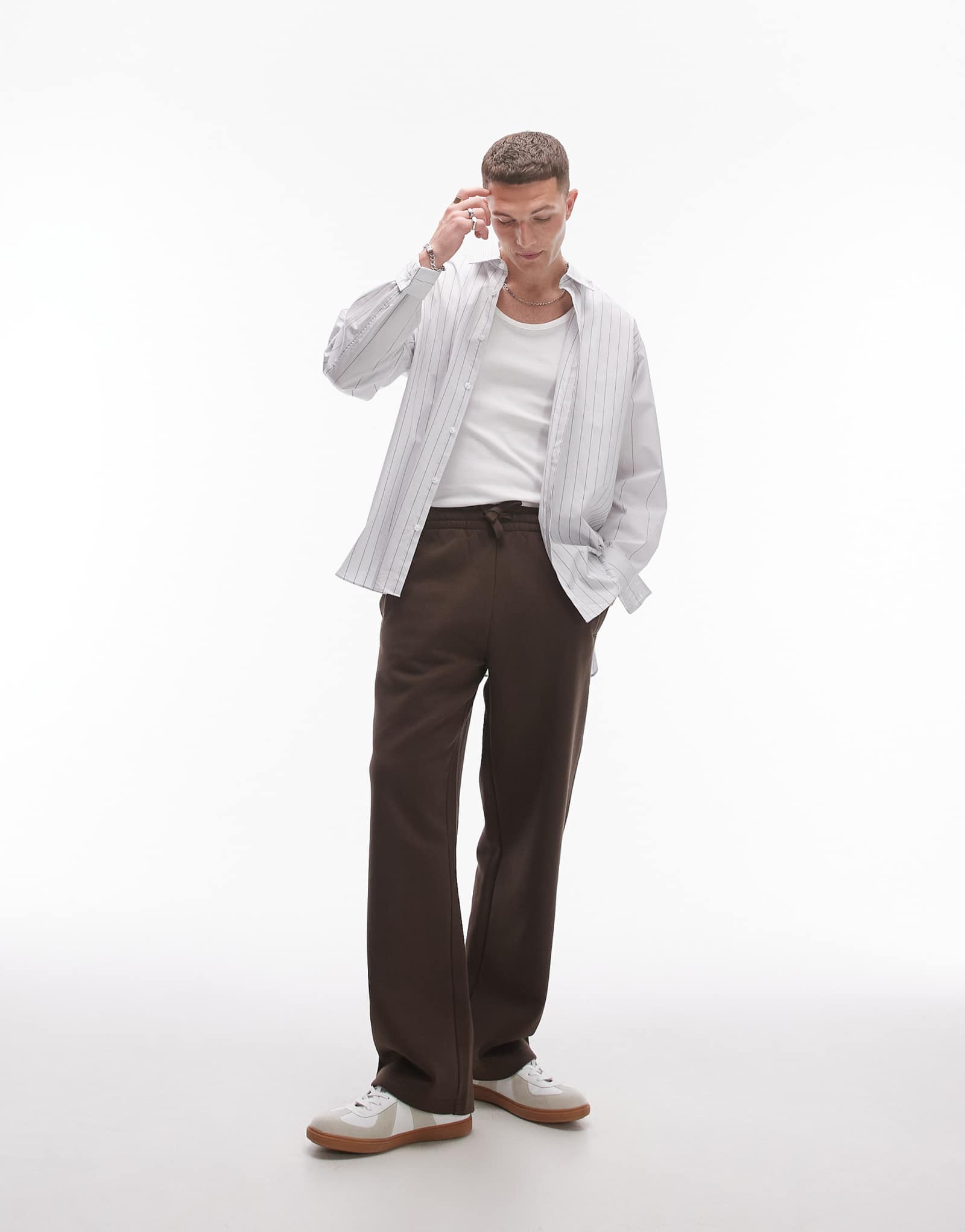 Спортивные прямые брюки Topman premium heavyweight коричневого цвета