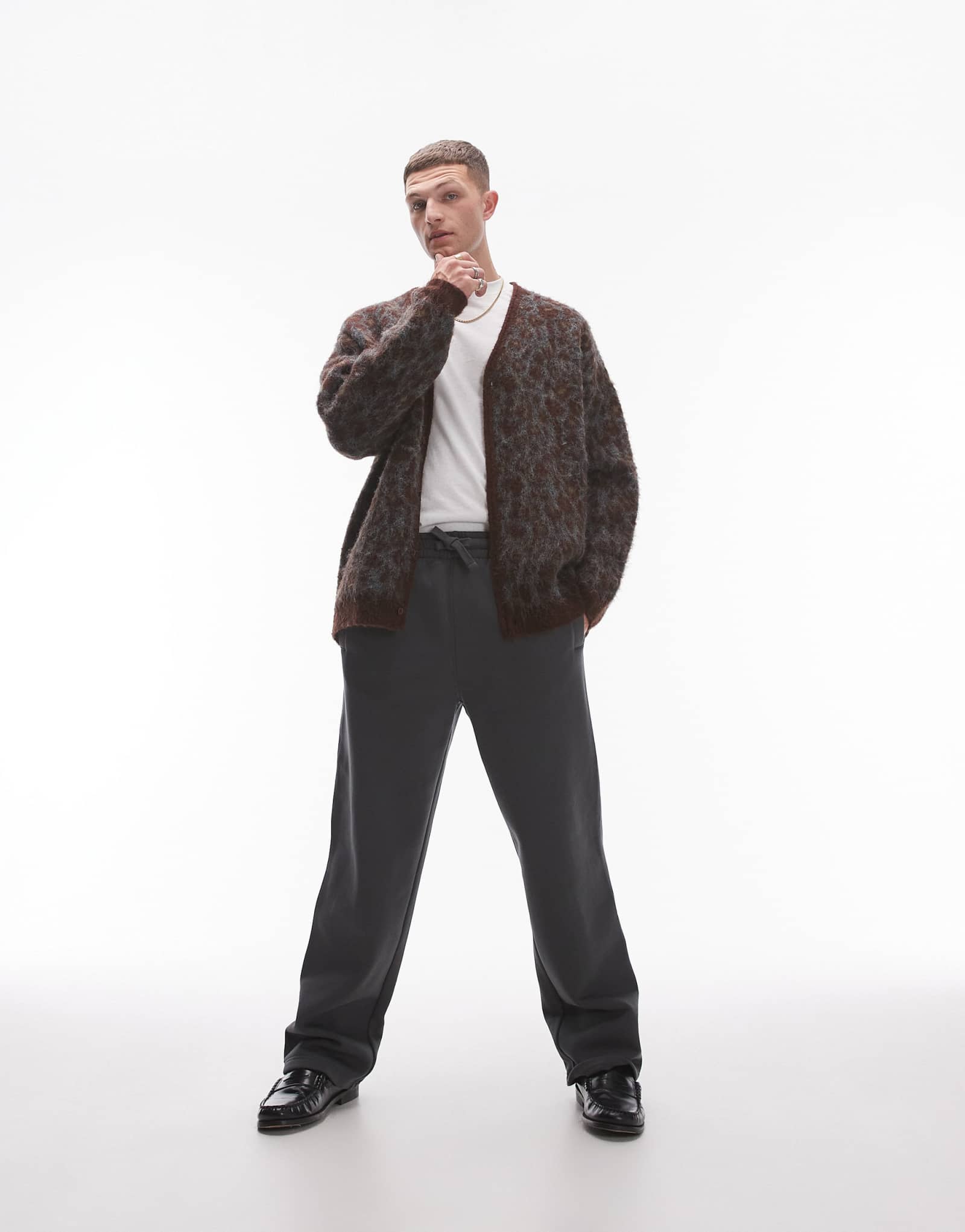 Спортивные брюки прямые Topman premium heavyweight цвета древесного угля