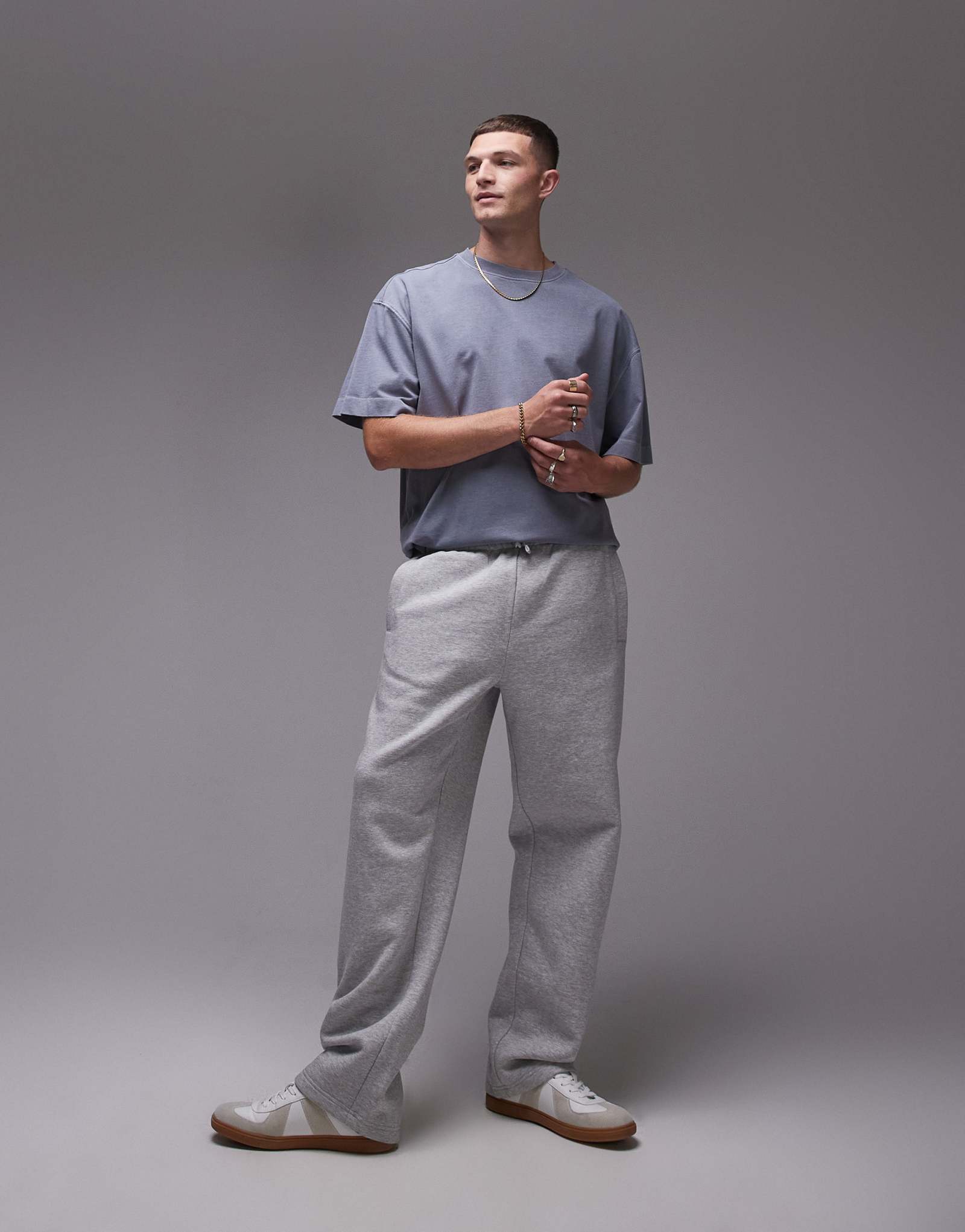 Спортивные прямые брюки Topman premium heavyweight из серого вереска