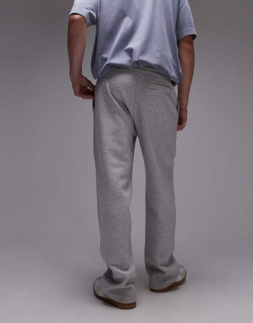 Topman premium heavyweight straight leg sweatpants in gray heather