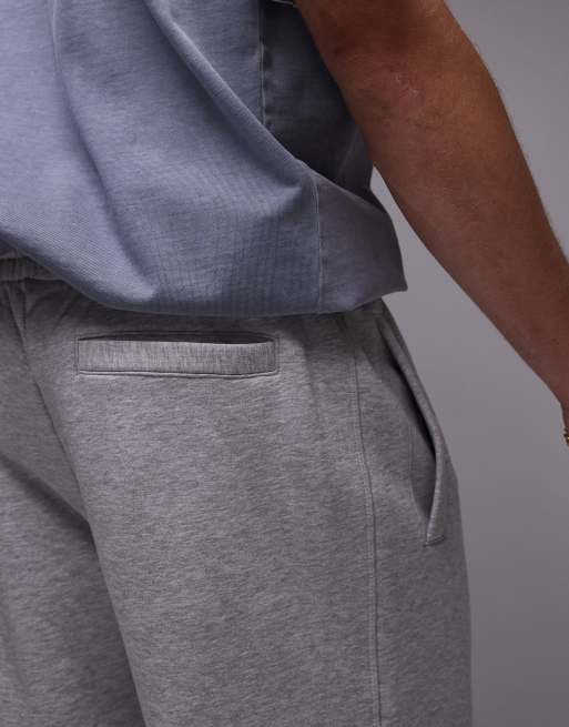 Topman premium heavyweight straight leg sweatpants in gray heather