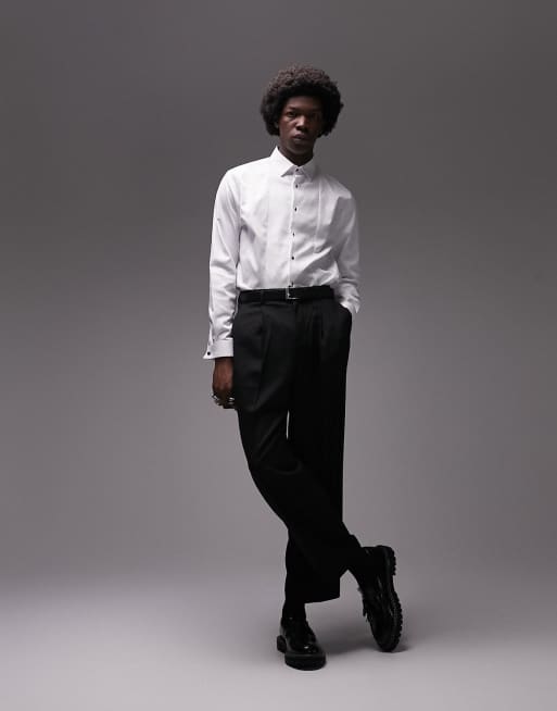 Topman – Premium – Hemd in Weiß mit Latzdesign 