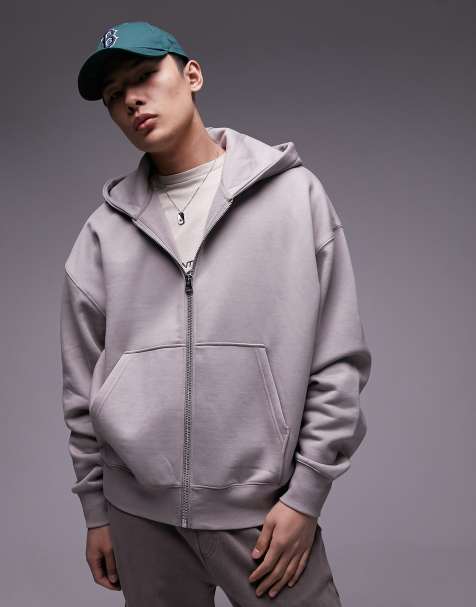 Topman Premium – Jasnobrązowa zapinana na zamek gruba bluza oversize z kapturem - view 1