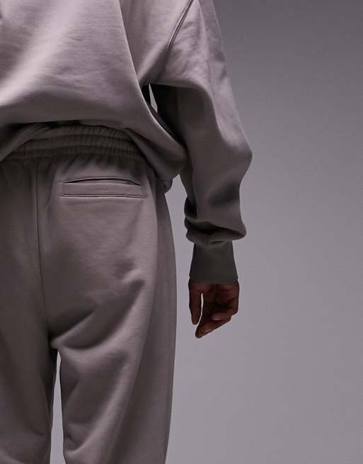 Topman - Premium joggingbroek met rechte pijpen van zware kwaliteit in lichtbruin, 2 van 5