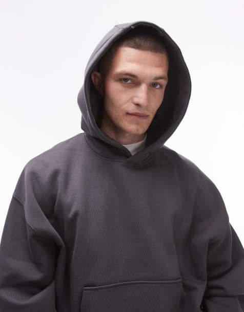 Topman - Premium - Koksgrå oversized hættetrøje i kraftigt stof - view 1