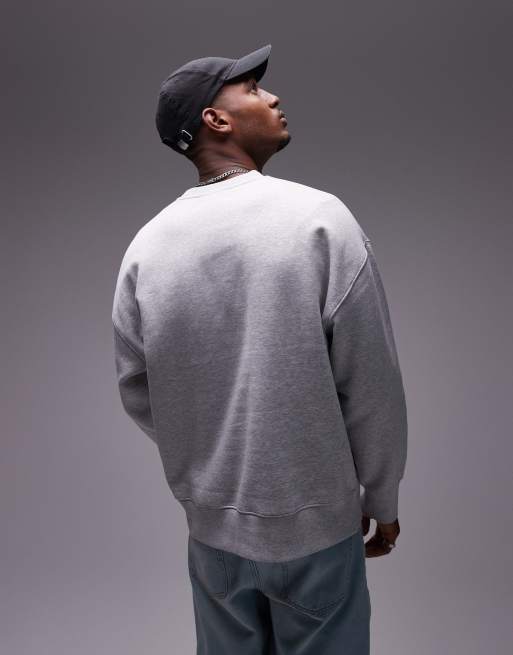 Topman - Premium - Kraftig, oversized sweatshirt i gråmeleret, 2 af 4