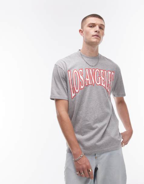 Topman - Premium - Los Angeles - Oversized T-shirt met print in gemêleerd grijs - view 1