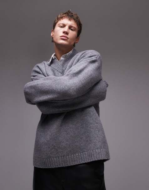 Topman Premium – Luźny sweter z owczej wełny z dekoltem w szpic - view 1