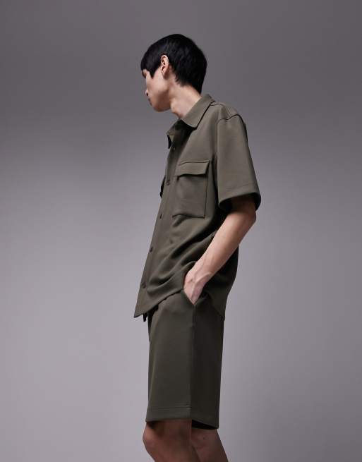 Topman premium oversized fit modal jersey shirt in khaki