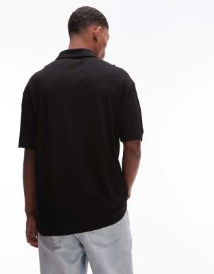 Topman Premium Oversized Fit Polo With Zip Placket