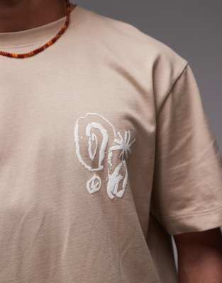 Topman Premium Oversized Fit T-shirt With Front And Back Abstract Shapes Textured Print