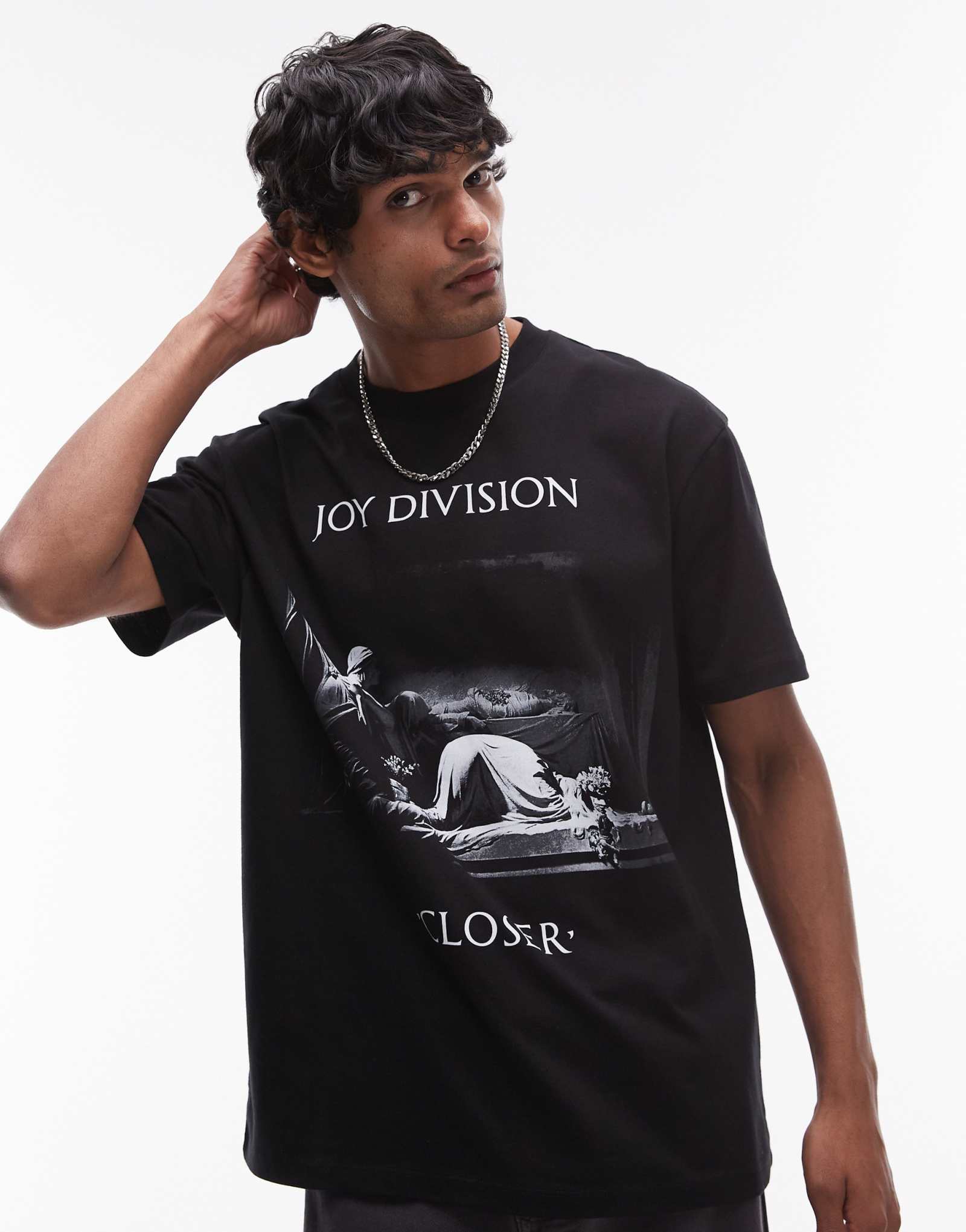 Футболка премиум-класса Topman oversize fit с принтом Joy Division спереди и сзади черного цвета 9290₽