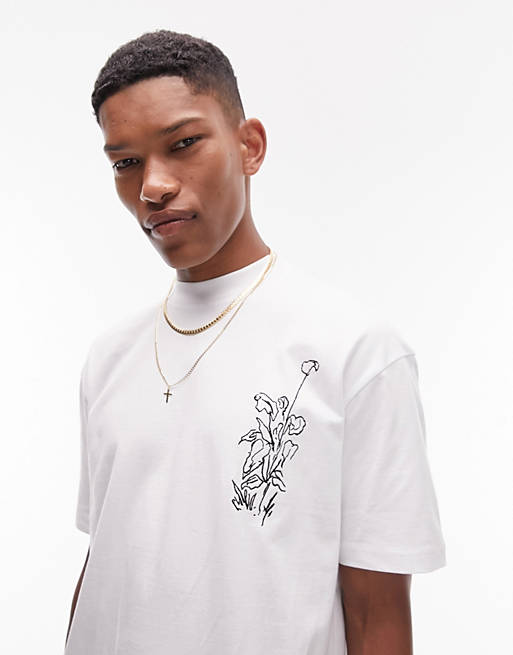Topman premium oversized fit t-shirt with front and back nymph ...