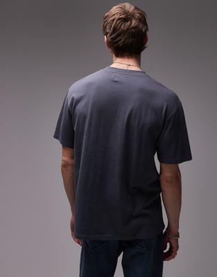 Topman Premium Oversized Fit T-shirt With Harlem Chenille Embroidery In Gray