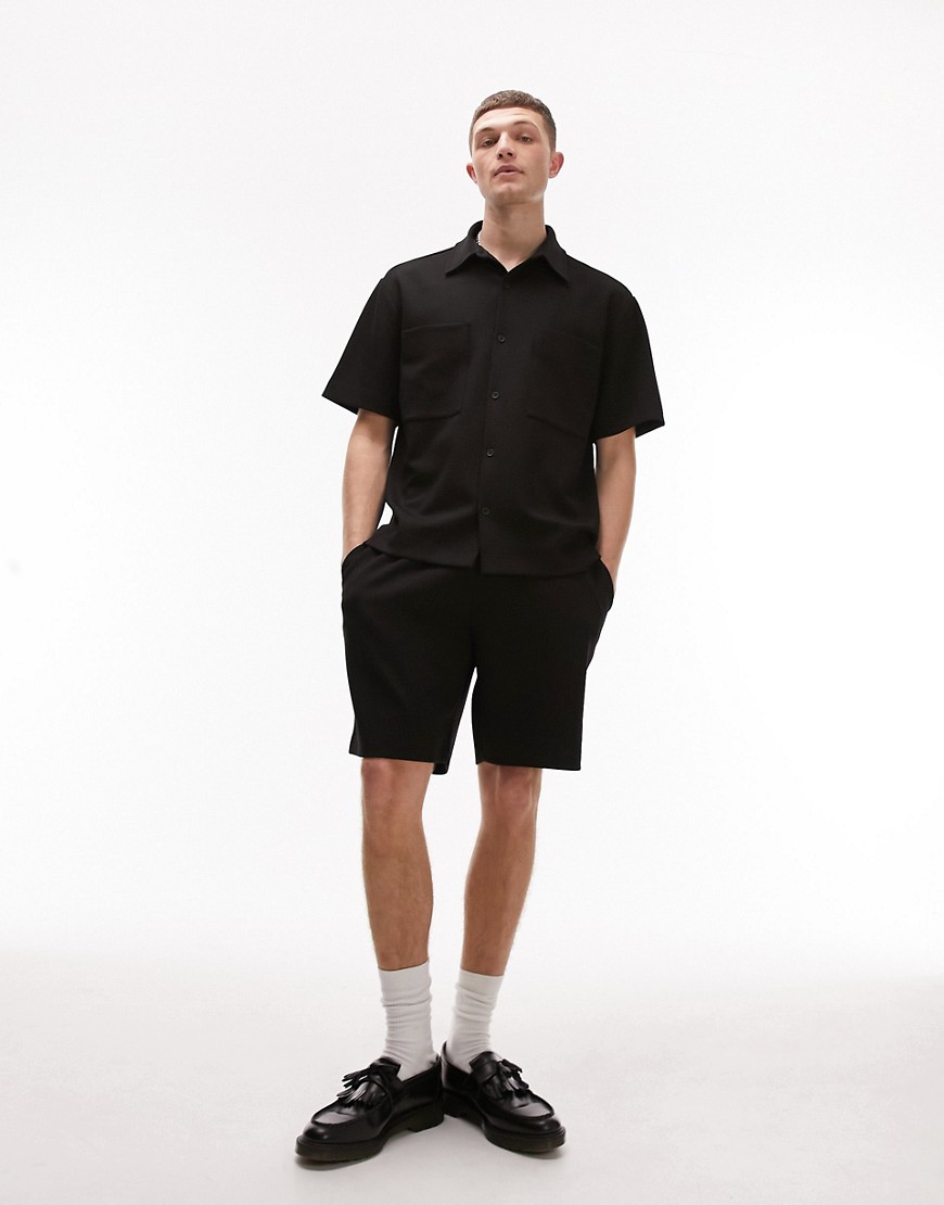premium oversized modal shorts in black
