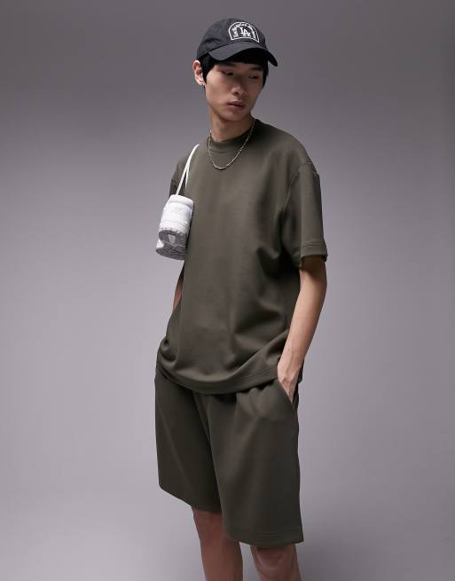Topman premium oversized modal t-shirt in khaki