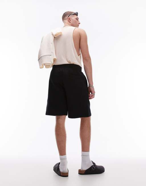 Topman - Premium - Oversized short van zware jersey in zwart, 4 van 5