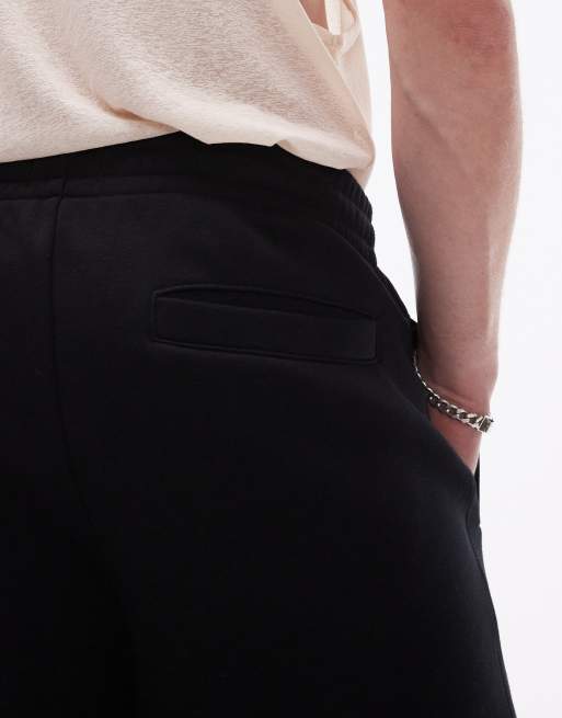 Topman - Premium - Oversized short van zware jersey in zwart, 5 van 5