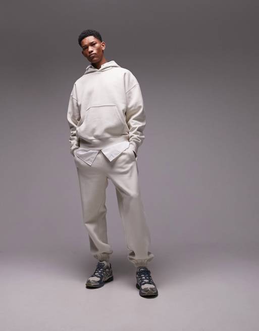 Topman premium oversized sweatpants in ecru