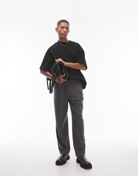 Topman Premium - Pantalon ample en laine mélangée - Anthracite - view 1