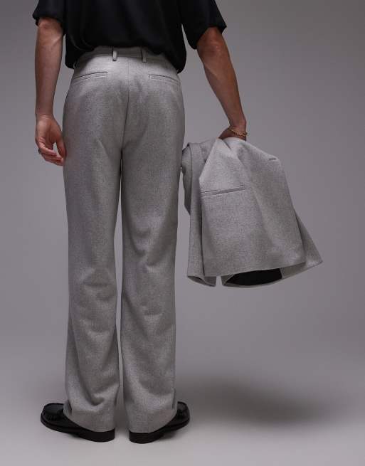Topman Premium - Pantalon de costume décontracté en laine mélangée à taille haute - Gris clair, 2 de 5