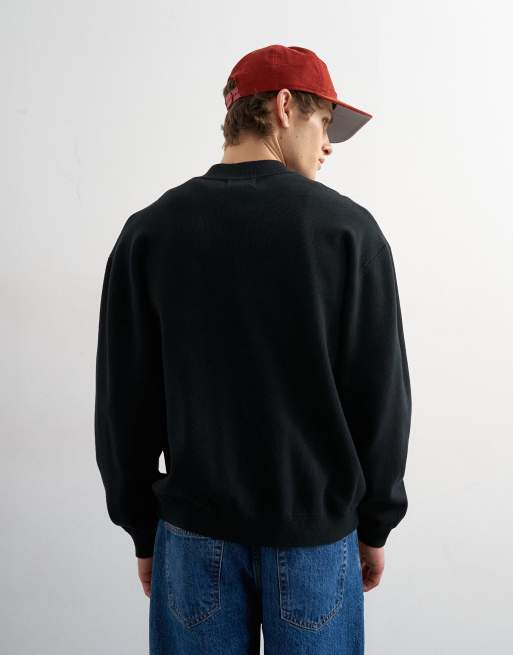 Topman premium relaxed fit knitted double-zip cardigan in black, 3 of 5