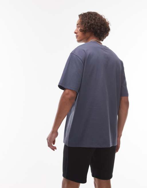 Topman premium relaxed fit t-shirt with floral embroidery in blue, 4 of 4