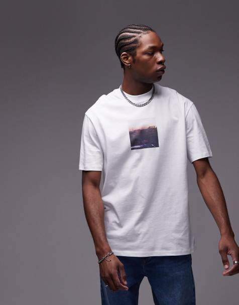 Topman premium relaxed fit t-shirt with Hackney skyline patch print in white - view 1