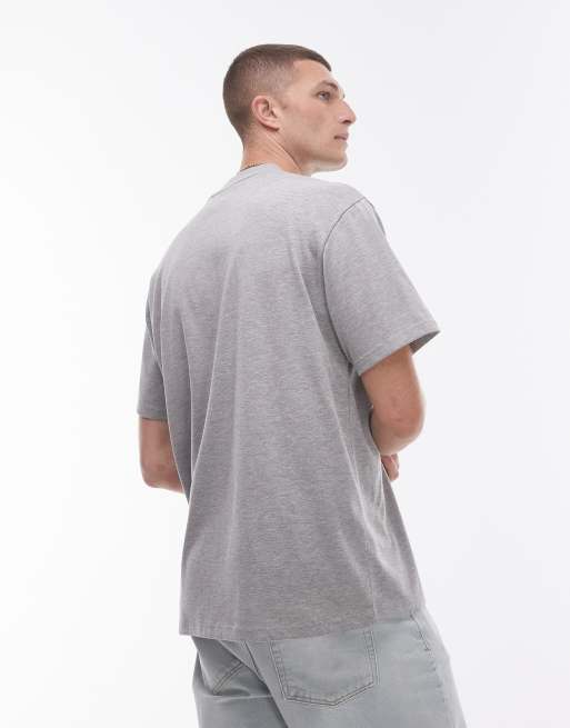 Topman - Premium - Ruimvallend T-shirt met Los Angeles-print in gemêleerd grijs, 4 van 4