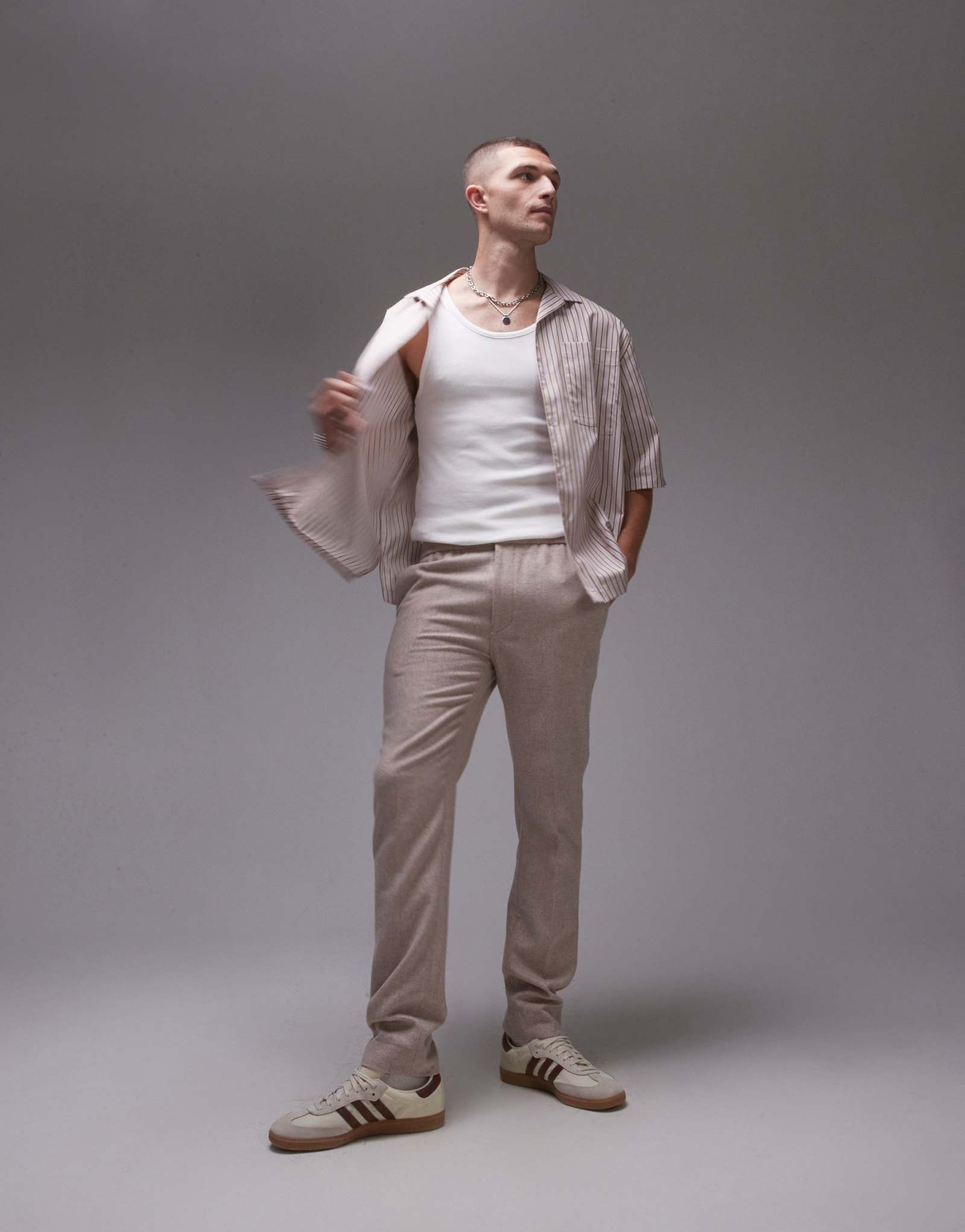 Узкие брюки из шерсти Topman кремового цвета