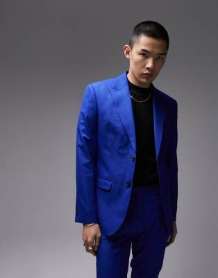 Shop Topman Premium Slim Suit Jacket In Blue