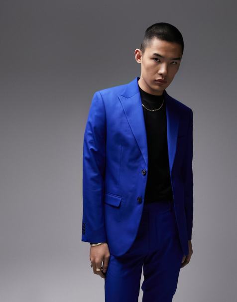 Topman Premium slim suit jacket in blue - view 1