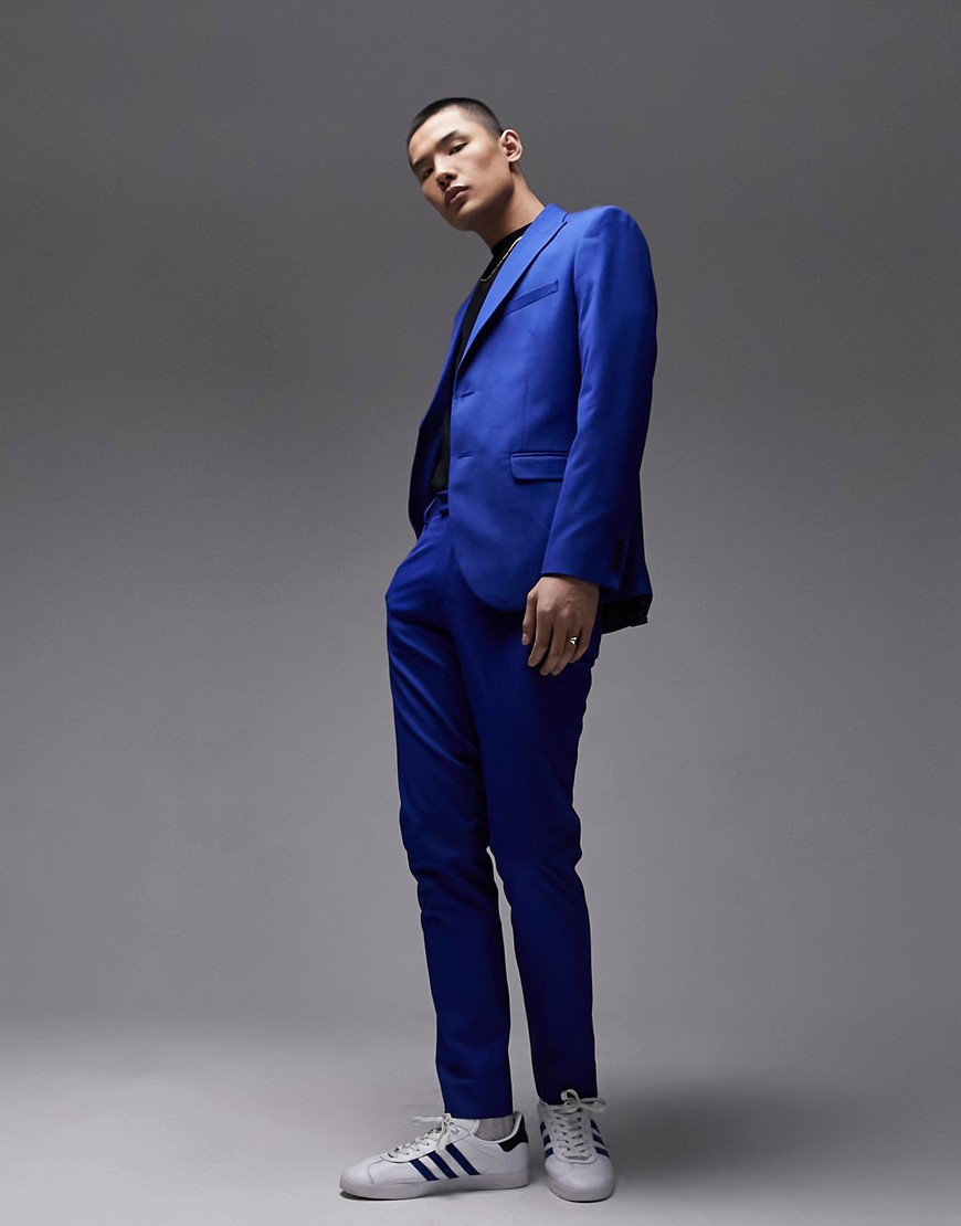 Topman Premium Slim Suit Pants In Blue